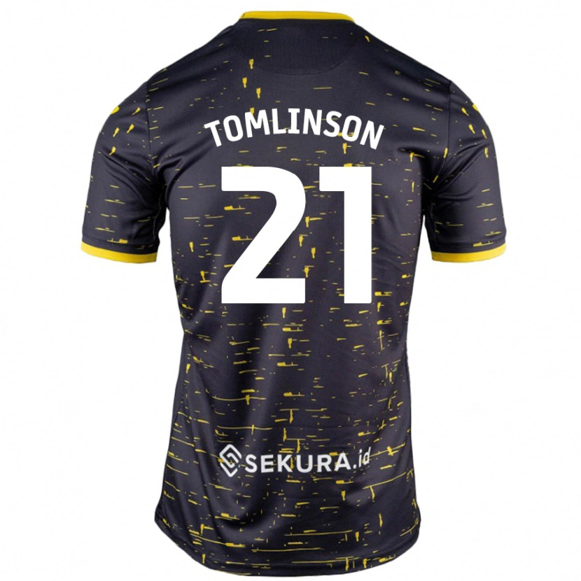 Danxen Niño Camiseta Lauren Tomlinson #21 Negro Amarillo 2ª Equipación 2024/25 La Camisa