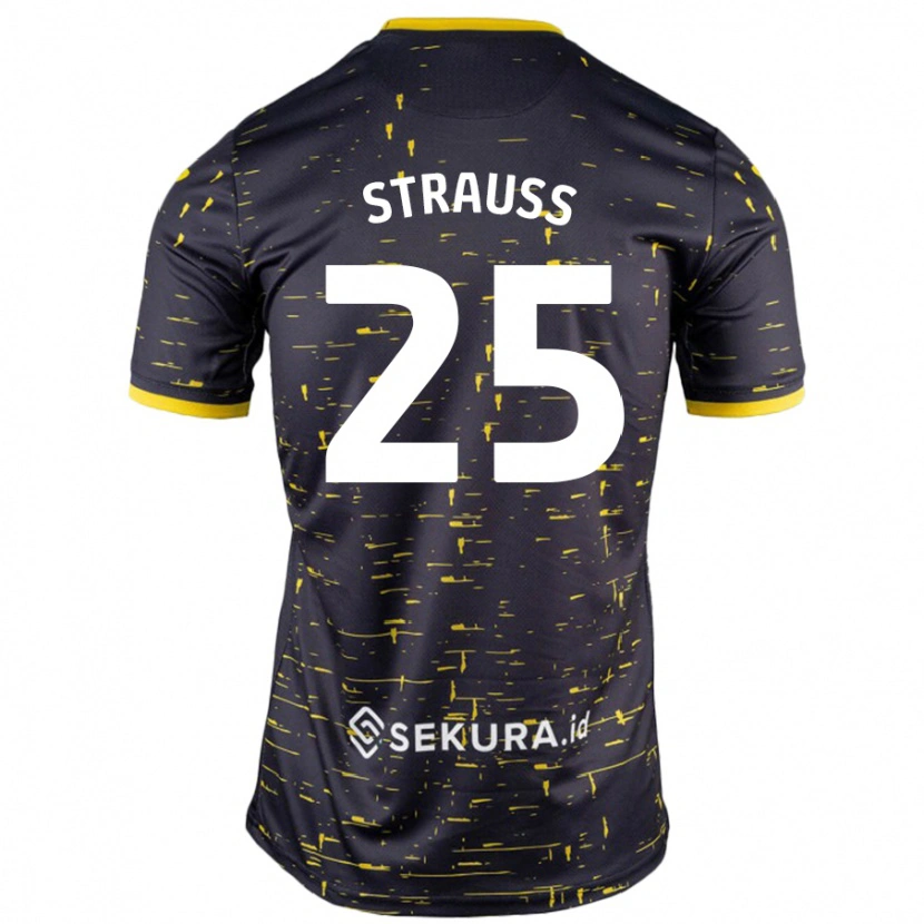 Danxen Niño Camiseta Hope Strauss #25 Negro Amarillo 2ª Equipación 2024/25 La Camisa