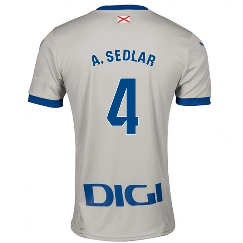 Danxen Niño Camiseta Aleksandar Sedlar #4 Gris Claro 2ª Equipación 2024/25 La Camisa