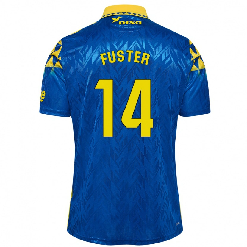 Danxen Niño Camiseta Manu Fuster #14 Azul Amarillo 2ª Equipación 2024/25 La Camisa