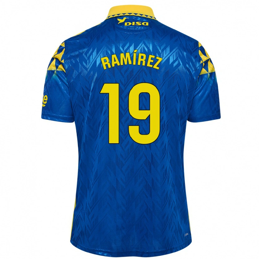 Danxen Niño Camiseta Sandro Ramírez #19 Azul Amarillo 2ª Equipación 2024/25 La Camisa