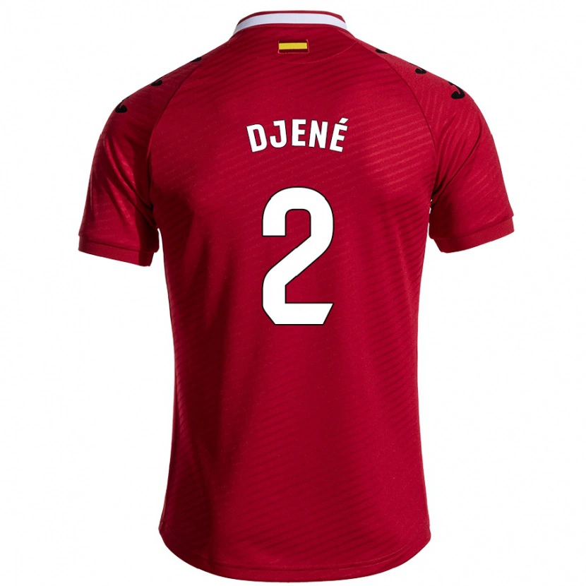 Danxen Niño Camiseta Djené #2 Rojo Oscuro 2ª Equipación 2024/25 La Camisa