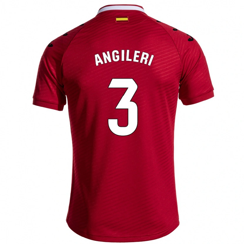 Danxen Niño Camiseta Fabrizio Angileri #3 Rojo Oscuro 2ª Equipación 2024/25 La Camisa