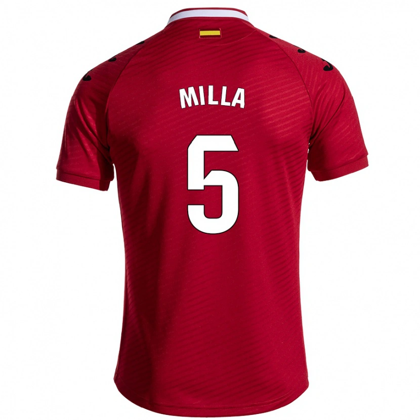 Danxen Niño Camiseta Luis Milla #5 Rojo Oscuro 2ª Equipación 2024/25 La Camisa