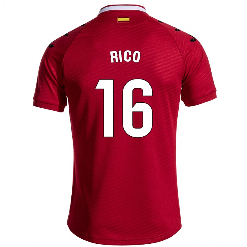 Danxen Niño Camiseta Diego Rico #16 Rojo Oscuro 2ª Equipación 2024/25 La Camisa