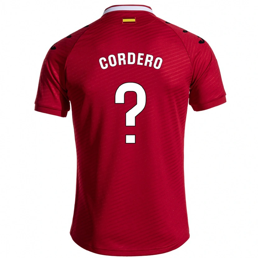 Danxen Niño Camiseta Alberto Cordero #0 Rojo Oscuro 2ª Equipación 2024/25 La Camisa