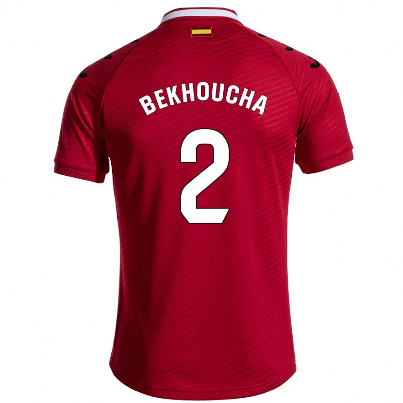 Danxen Niño Camiseta Ismael Bekhoucha #2 Rojo Oscuro 2ª Equipación 2024/25 La Camisa