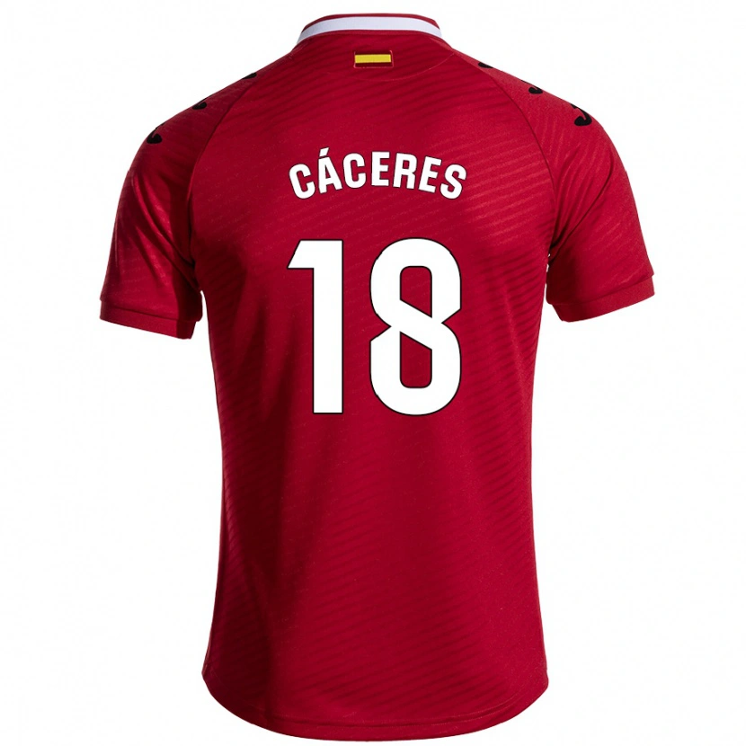 Danxen Niño Camiseta Damián Cáceres #18 Rojo Oscuro 2ª Equipación 2024/25 La Camisa