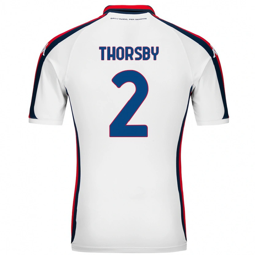 Danxen Niño Camiseta Morten Thorsby #2 Blanco 2ª Equipación 2024/25 La Camisa