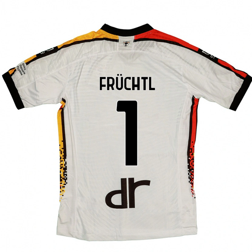 Danxen Niño Camiseta Christian Früchtl #1 Blanco Negro 2ª Equipación 2024/25 La Camisa