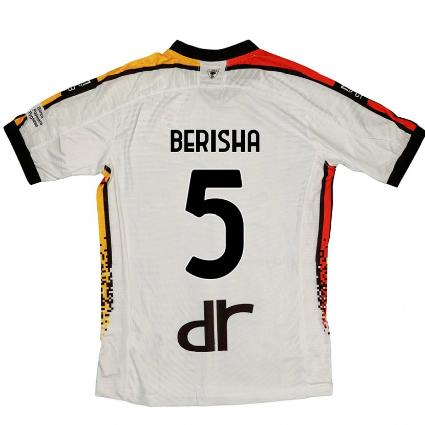 Danxen Niño Camiseta Medon Berisha #5 Blanco Negro 2ª Equipación 2024/25 La Camisa