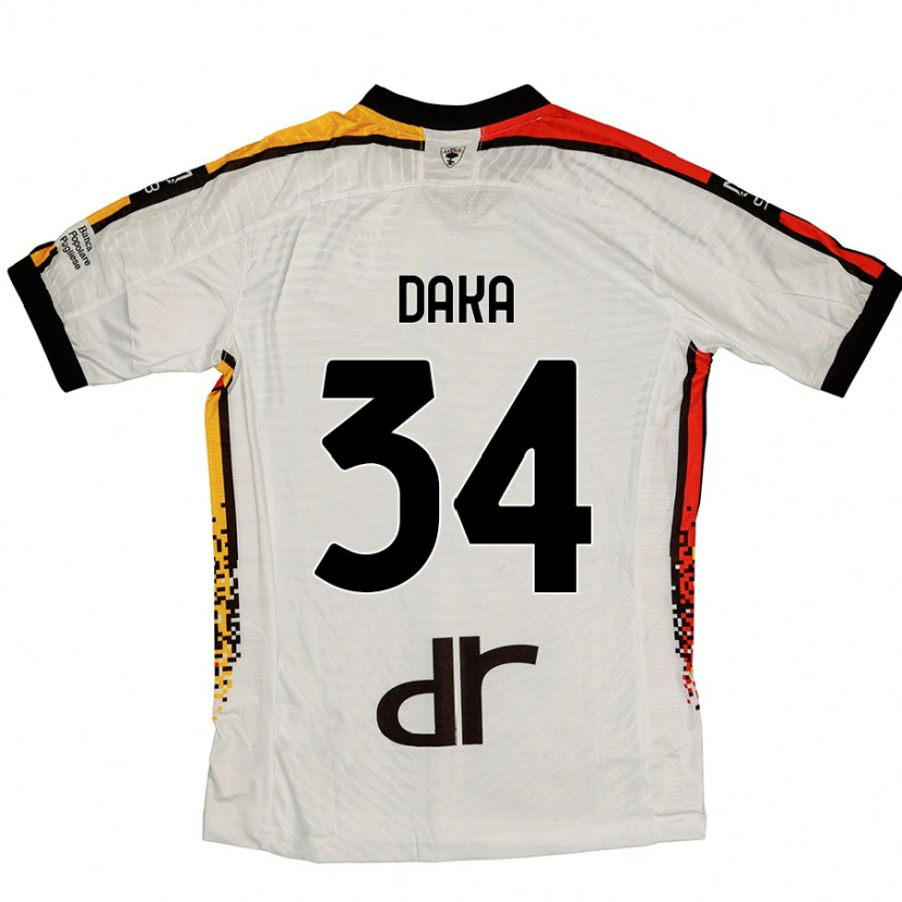 Danxen Niño Camiseta Dario Daka #34 Blanco Negro 2ª Equipación 2024/25 La Camisa