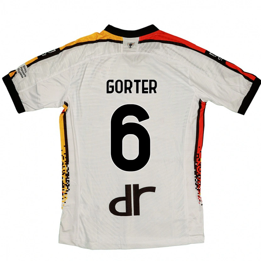 Danxen Niño Camiseta Olaf Gorter #6 Blanco Negro 2ª Equipación 2024/25 La Camisa