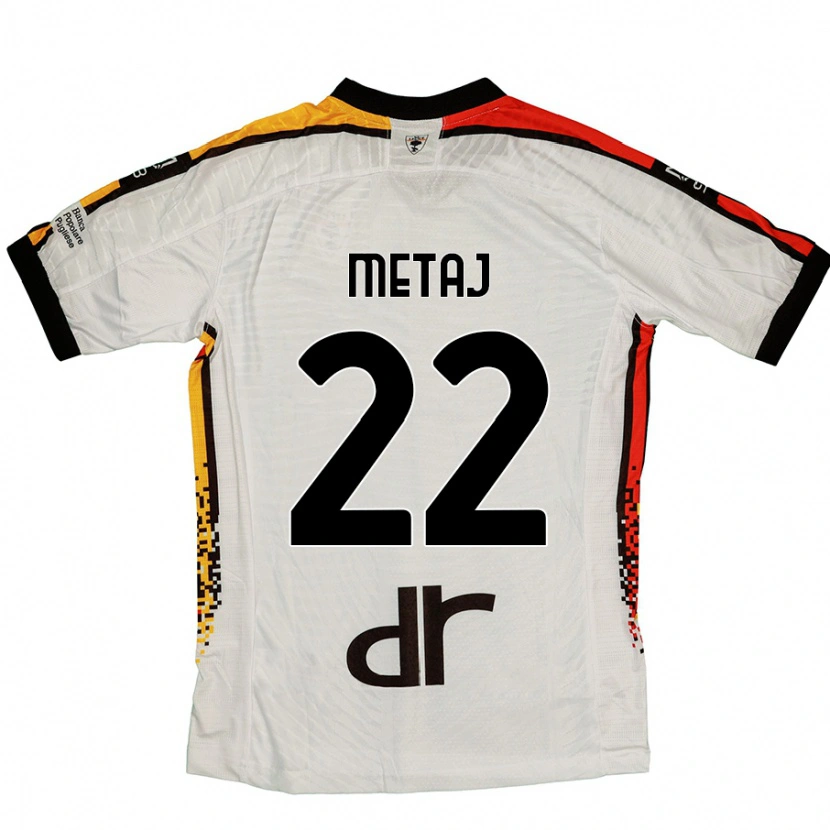 Danxen Niño Camiseta Dejvi Metaj #22 Blanco Negro 2ª Equipación 2024/25 La Camisa