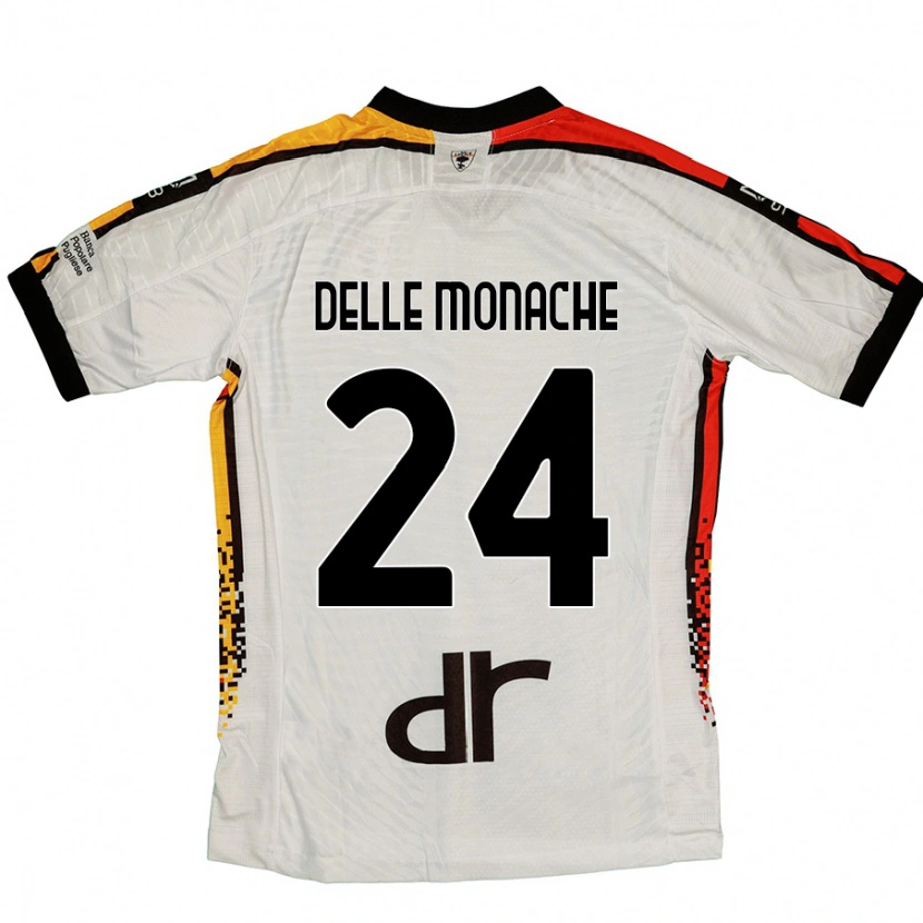 Danxen Niño Camiseta Marco Delle Monache #24 Blanco Negro 2ª Equipación 2024/25 La Camisa