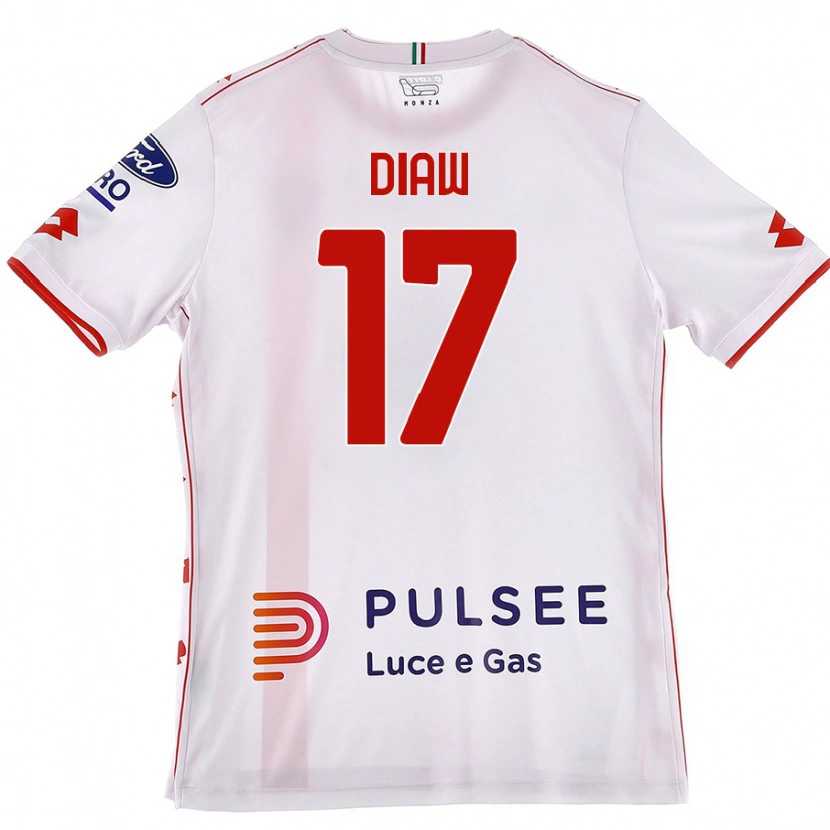 Danxen Niño Camiseta Davide Diaw #17 Blanco Rojo 2ª Equipación 2024/25 La Camisa