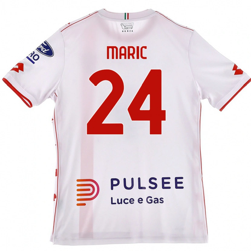 Danxen Niño Camiseta Mirko Maric #24 Blanco Rojo 2ª Equipación 2024/25 La Camisa