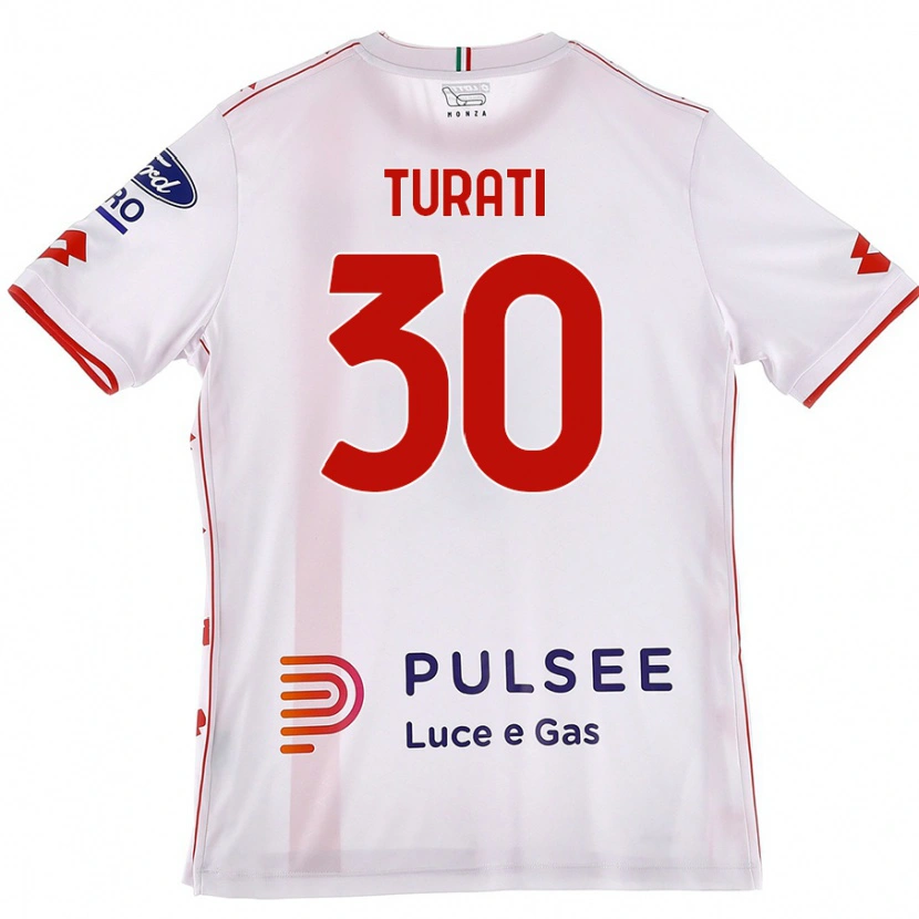 Danxen Niño Camiseta Stefano Turati #30 Blanco Rojo 2ª Equipación 2024/25 La Camisa