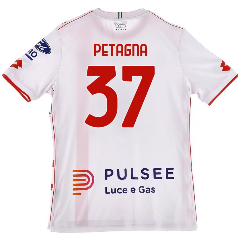 Danxen Niño Camiseta Andrea Petagna #37 Blanco Rojo 2ª Equipación 2024/25 La Camisa