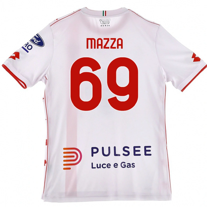 Danxen Niño Camiseta Andrea Mazza #69 Blanco Rojo 2ª Equipación 2024/25 La Camisa