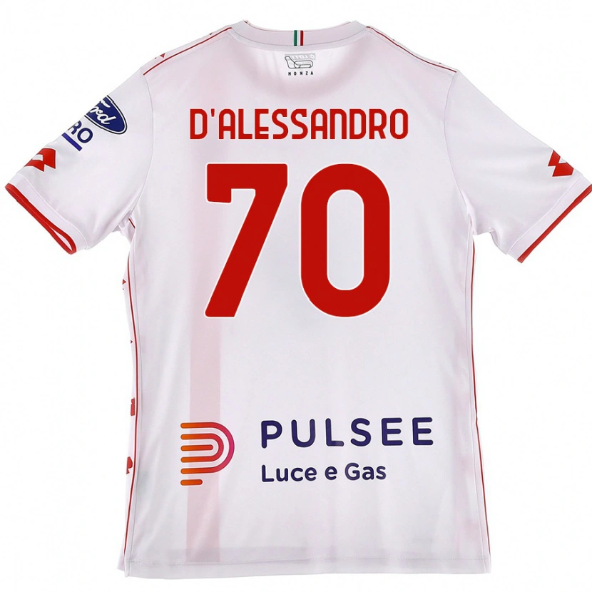 Danxen Niño Camiseta Marco D'alessandro #70 Blanco Rojo 2ª Equipación 2024/25 La Camisa