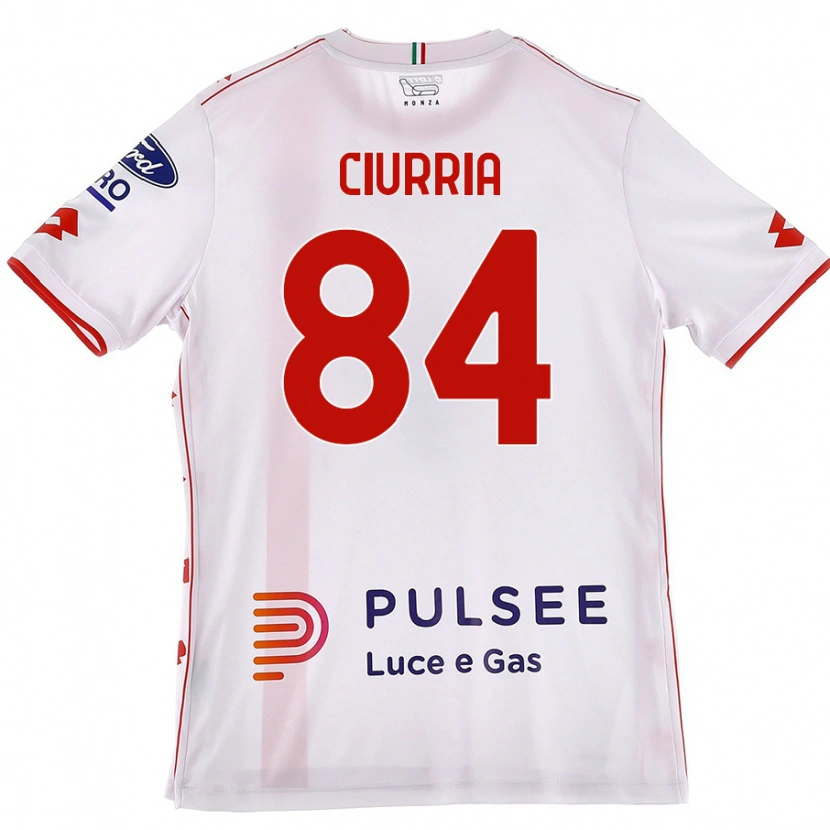 Danxen Niño Camiseta Patrick Ciurria #84 Blanco Rojo 2ª Equipación 2024/25 La Camisa