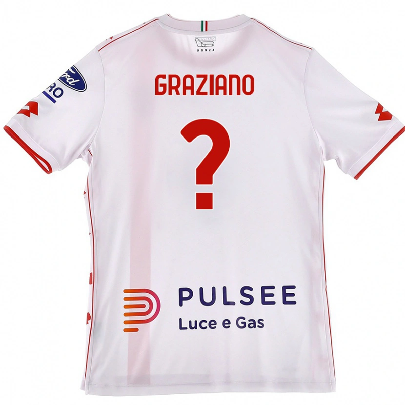 Danxen Niño Camiseta Aldo Graziano #0 Blanco Rojo 2ª Equipación 2024/25 La Camisa