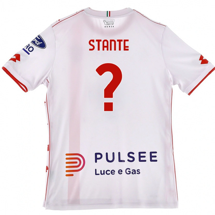 Danxen Niño Camiseta Edoardo Stante #0 Blanco Rojo 2ª Equipación 2024/25 La Camisa