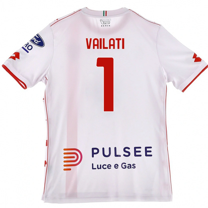 Danxen Niño Camiseta Andrea Vailati #1 Blanco Rojo 2ª Equipación 2024/25 La Camisa