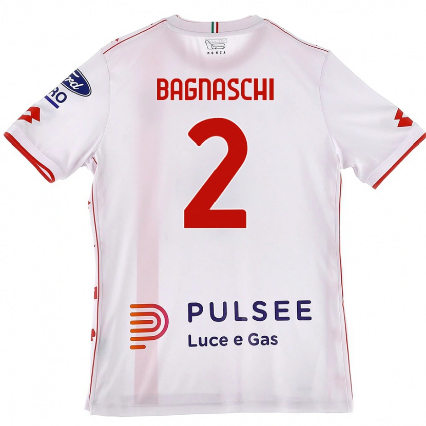 Danxen Niño Camiseta Alessandro Bagnaschi #2 Blanco Rojo 2ª Equipación 2024/25 La Camisa