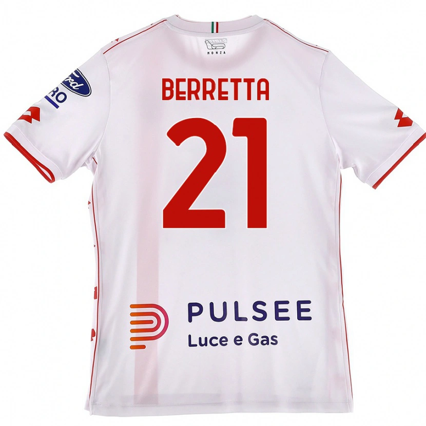 Danxen Niño Camiseta Alessandro Berretta #21 Blanco Rojo 2ª Equipación 2024/25 La Camisa