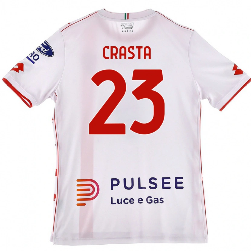 Danxen Niño Camiseta Mario Crasta #23 Blanco Rojo 2ª Equipación 2024/25 La Camisa