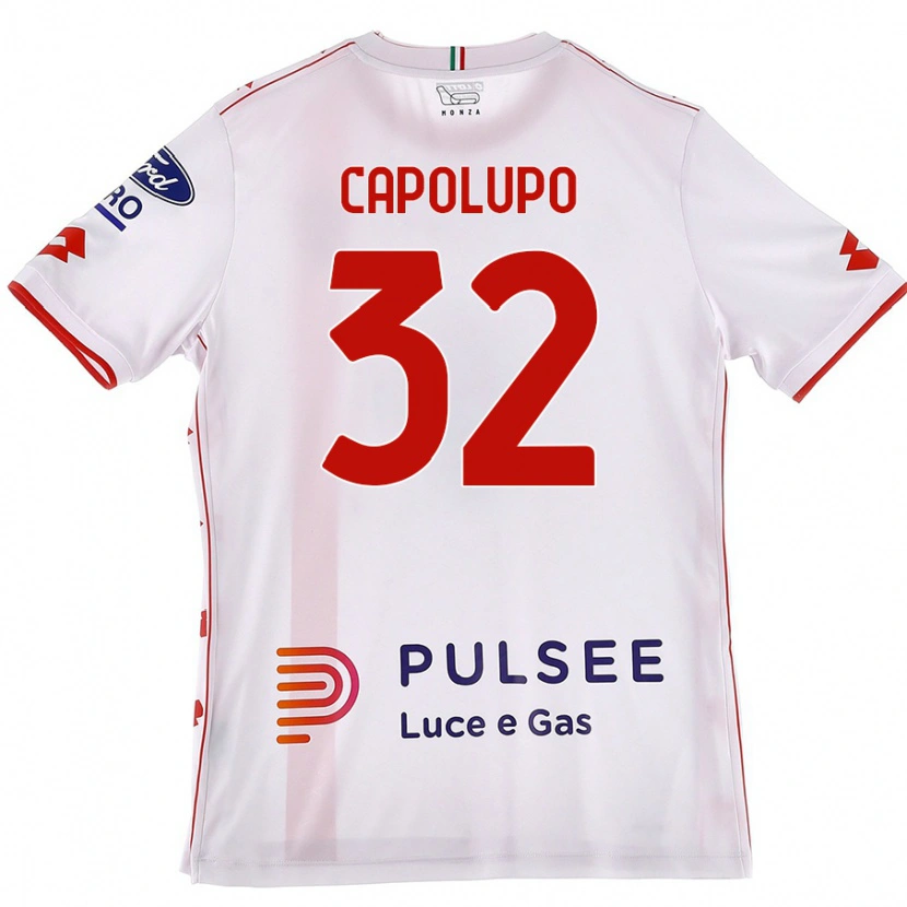 Danxen Niño Camiseta Samuele Capolupo #32 Blanco Rojo 2ª Equipación 2024/25 La Camisa