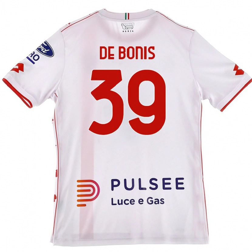 Danxen Niño Camiseta Andrea De Bonis #39 Blanco Rojo 2ª Equipación 2024/25 La Camisa