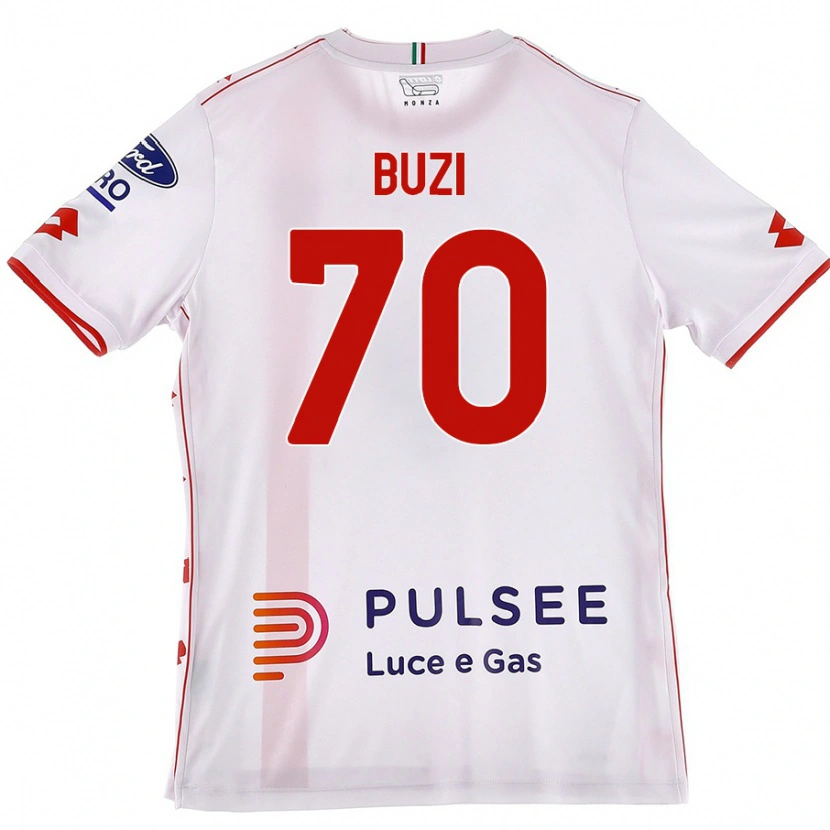 Danxen Niño Camiseta Luis Buzi #70 Blanco Rojo 2ª Equipación 2024/25 La Camisa