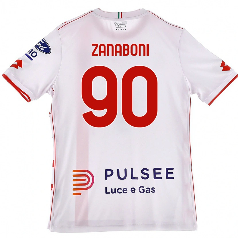 Danxen Niño Camiseta Emanuele Zanaboni #90 Blanco Rojo 2ª Equipación 2024/25 La Camisa