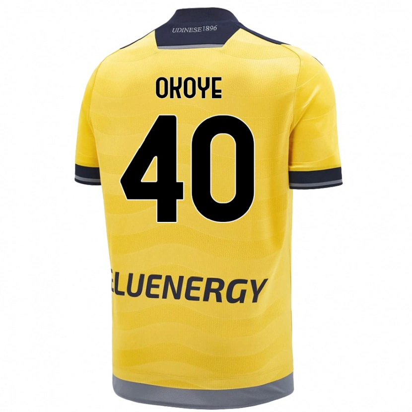 Danxen Niño Camiseta Maduka Okoye #40 Dorado 2ª Equipación 2024/25 La Camisa