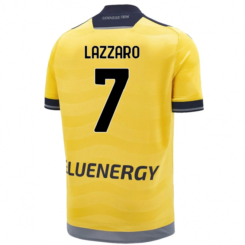 Danxen Niño Camiseta Davide Lazzaro #7 Dorado 2ª Equipación 2024/25 La Camisa