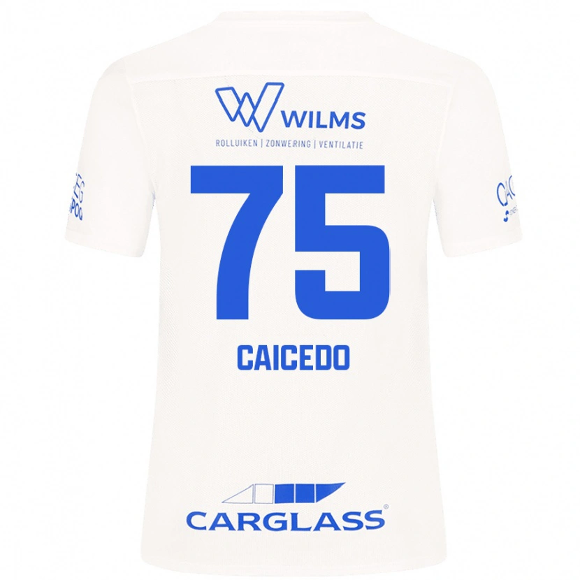 Danxen Niño Camiseta Alfred Caicedo #75 Blanco 2ª Equipación 2024/25 La Camisa