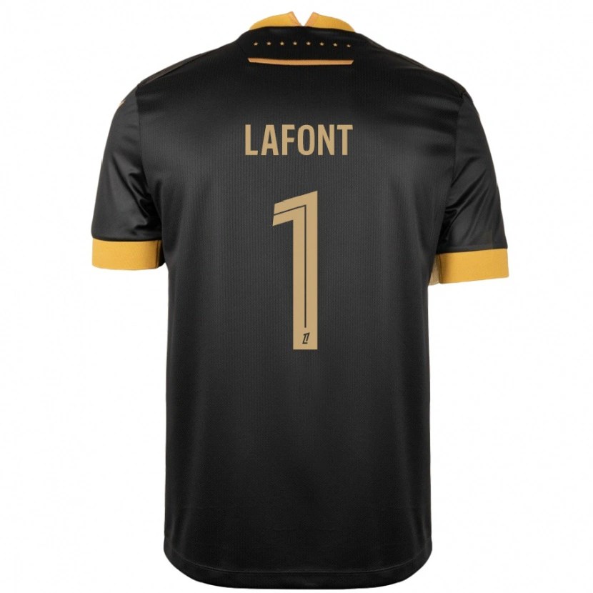 Danxen Niño Camiseta Alban Lafont #1 Negro Marrón 2ª Equipación 2024/25 La Camisa