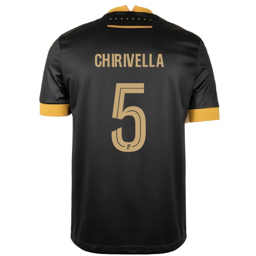 Danxen Niño Camiseta Pedro Chirivella #5 Negro Marrón 2ª Equipación 2024/25 La Camisa