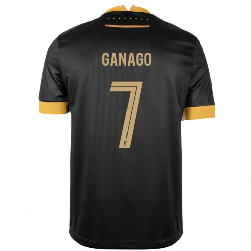 Danxen Niño Camiseta Ignatius Ganago #7 Negro Marrón 2ª Equipación 2024/25 La Camisa