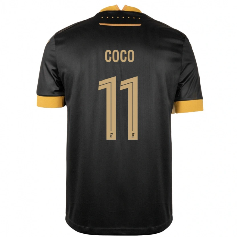 Danxen Niño Camiseta Marcus Coco #11 Negro Marrón 2ª Equipación 2024/25 La Camisa