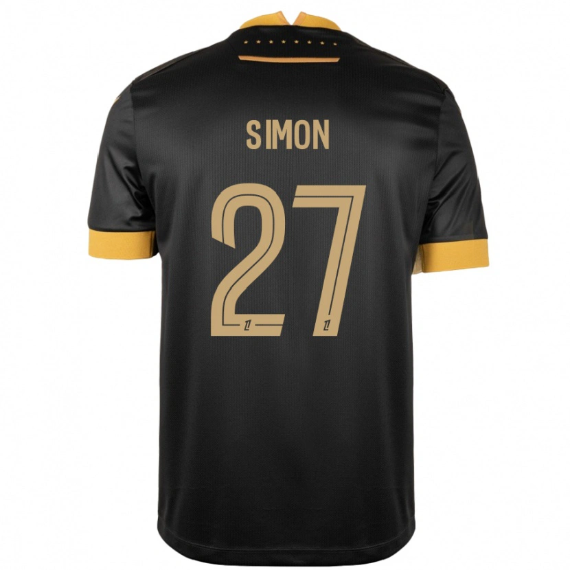 Danxen Niño Camiseta Moses Simon #27 Negro Marrón 2ª Equipación 2024/25 La Camisa