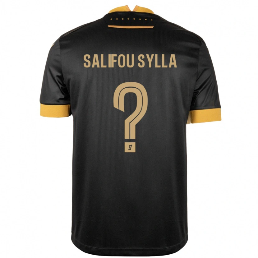 Danxen Niño Camiseta Salifou Sylla #0 Negro Marrón 2ª Equipación 2024/25 La Camisa