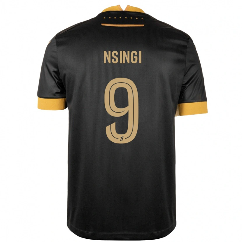 Danxen Niño Camiseta Plamedi Nsingi #9 Negro Marrón 2ª Equipación 2024/25 La Camisa