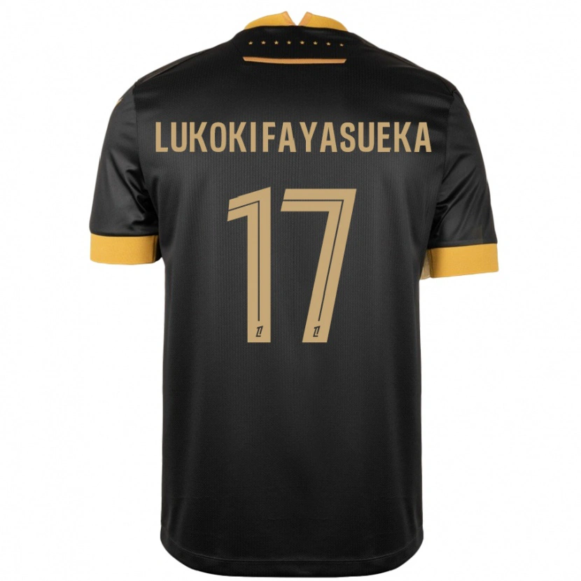 Danxen Niño Camiseta Kévin Lukoki Fayasueka #17 Negro Marrón 2ª Equipación 2024/25 La Camisa