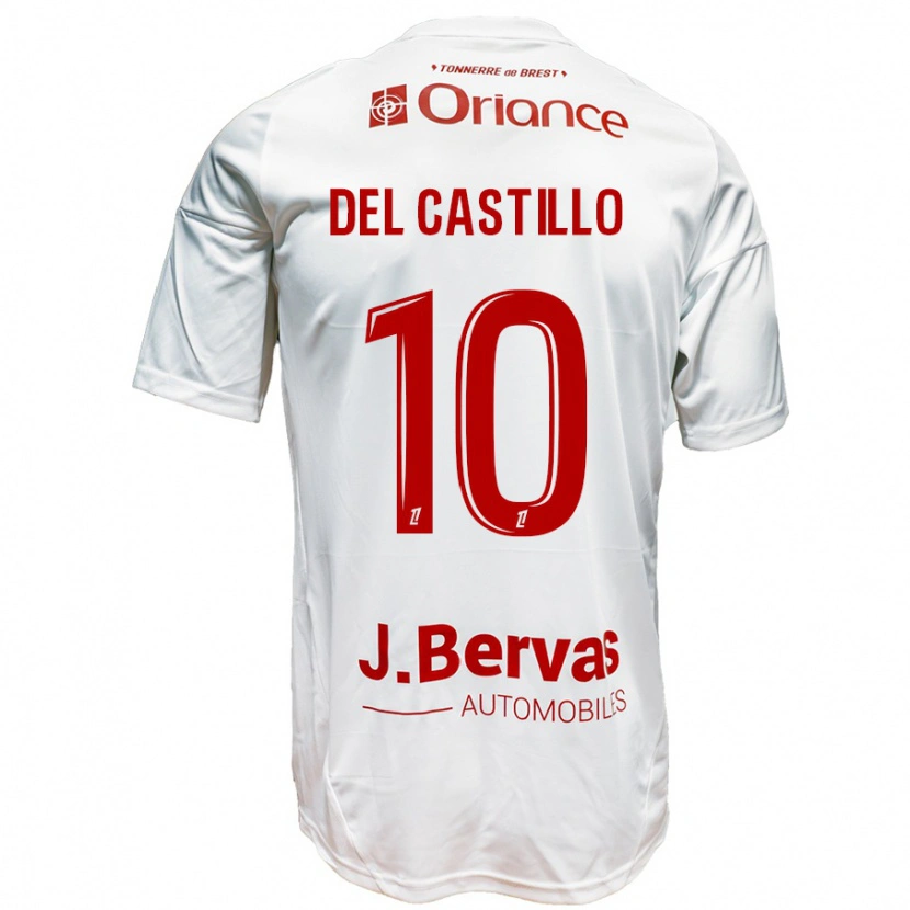 Danxen Niño Camiseta Romain Del Castillo #10 Blanco Rojo 2ª Equipación 2024/25 La Camisa