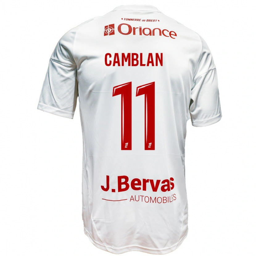 Danxen Niño Camiseta Axel Camblan #11 Blanco Rojo 2ª Equipación 2024/25 La Camisa