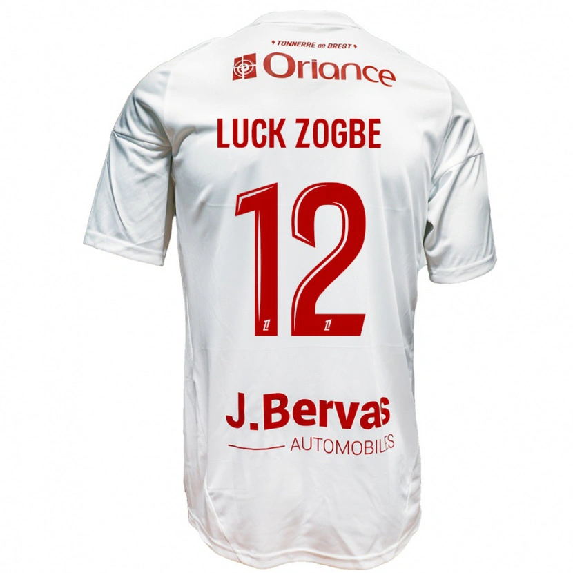 Danxen Niño Camiseta Luck Zogbé #12 Blanco Rojo 2ª Equipación 2024/25 La Camisa